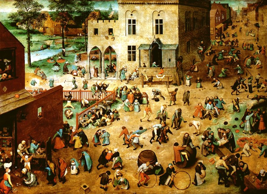 Pieter Bruegel starszy (ok. 1525–1569), Zabawy dziecięce (118 cm x 161 cm) (1560), obecnie w Muzeum Historii Sztuki w Wiedniu